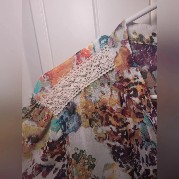 A.na sheer Cover v neck 1/4 button down size 2XL - Picture 6 of 6